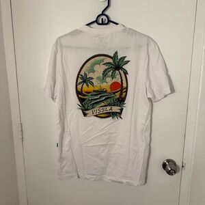 VISSLA White Organic Cotton Front Pocket Tee